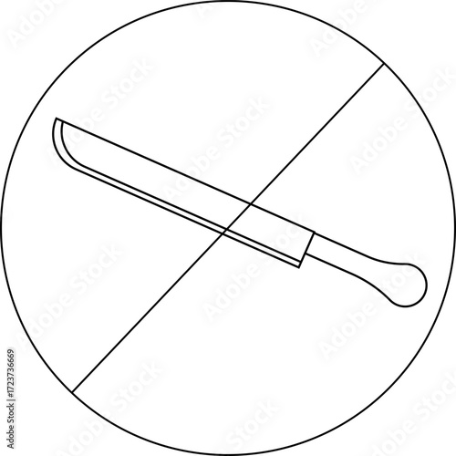 sketch of prohibited icon and knife icon