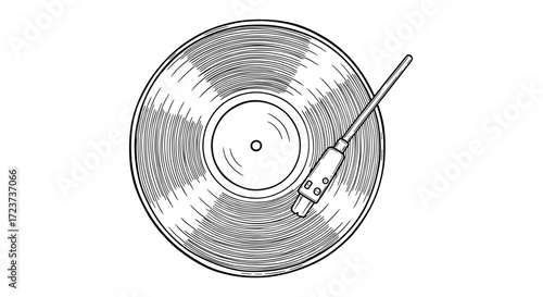 Elegant Vinyl Record Design with Black and White Ink Aesthetic