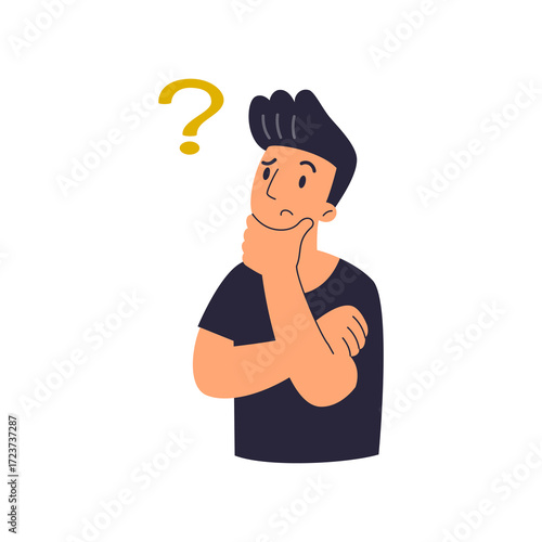 Schoolgirl with questions. Training, education and learning. The child pulls his hand up. Cartoon flat vector illustration isolated on white background
