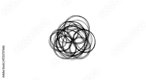 Abstract Black Circle Chaos: An Artistic Design on White
