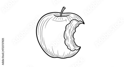 Bitten apple outline graphic illustration for healthy eating design