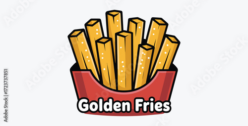 Delicious golden fries in a red container illustration appetizing treat