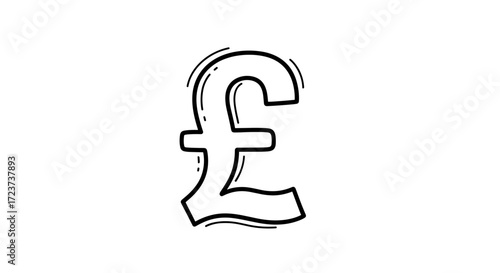 Doodle Style Pound Sterling Sign on White Background Illustration
