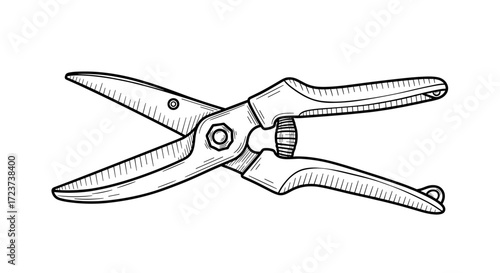 Illustrated hedge shears for precision trimming in the garden.