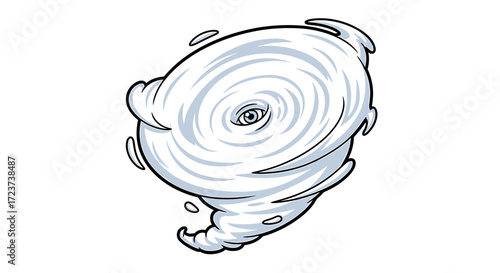 Stylized hurricane illustration with a visible eye on plain background