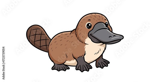 Adorable Cartoon Platypus Isolated on White Background for Design