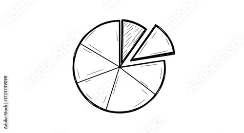 Hand Drawn Pie Chart Illustration with Segments and Detached Portion