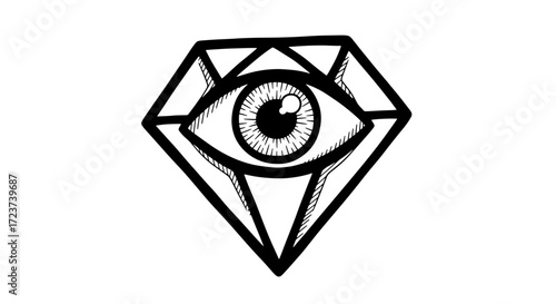 Graphic Black and White Diamond Eye for Artistic Design