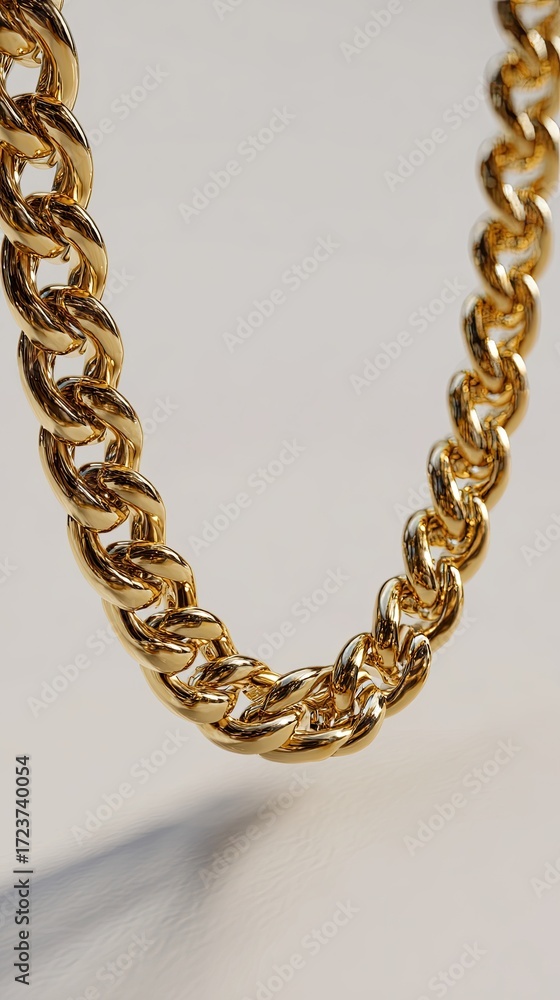 Fototapeta premium Close-up of a chunky gold chain necklace