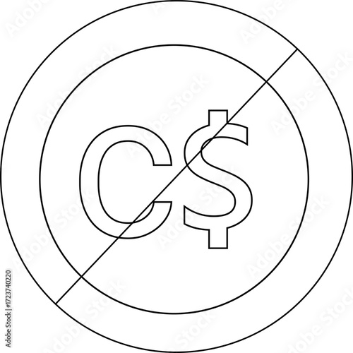 sketch of prohibited icon and Canadian dollar icon