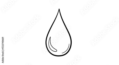 Minimalist Outline of a Water Droplet on White Background
