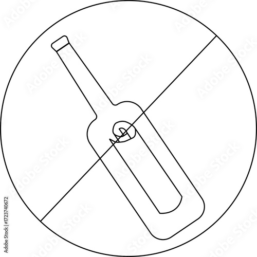 sketch of prohibited icon and bottle letter icon