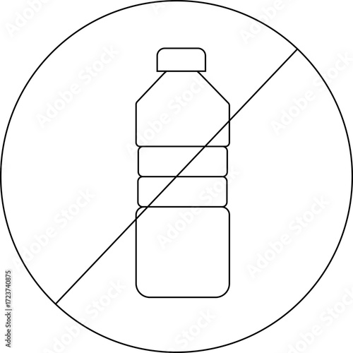 sketch of prohibited icon and plastic bottle icon