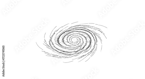Abstract swirling vortex of strokes isolated on a clean white canvas