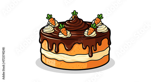 Delicious Carrot Cake with Chocolate Drizzle and Creamy Frosting