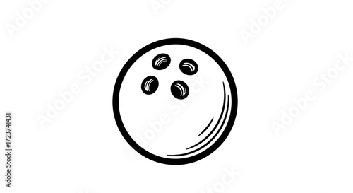 Striking bowling ball illustration with bold and clean monochrome aesthetic