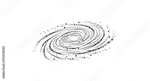 Spiraling Galaxy Illustration with Central Core and Star Formations