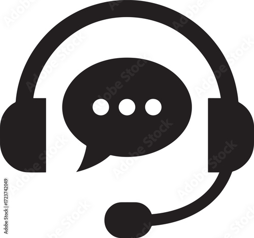Headset with speech bubble icon Keywords: headset, microphone, communication, support, call center