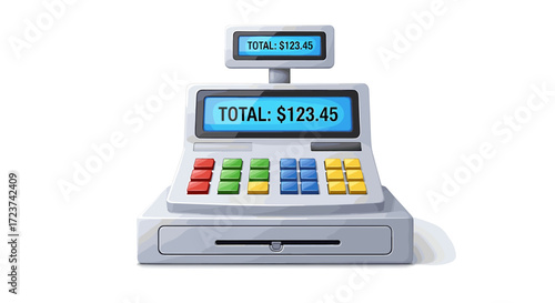 Modern Cash Register Showing Final Amount on Digital Display