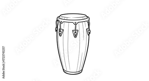 Single Conga Drum Illustration on a White Background, Music