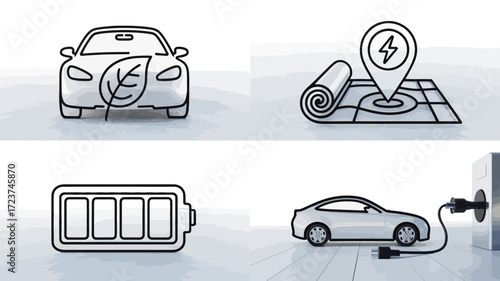 Eco-Friendly Electric Car Sustainable Transportation, Clean Energy, EV Charging