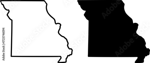 Missouri state border map outline and silhouette shape vector graphic isolated image.
