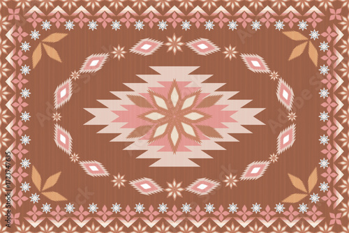  Navajo tribal vector seamless pattern. Pink vector ornament. Ethnic South Western decor style. Boho geometric ornament. Vector - illustration