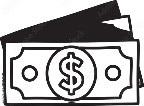 Stack of dollar bills with a dollar sign on a white background money cash
