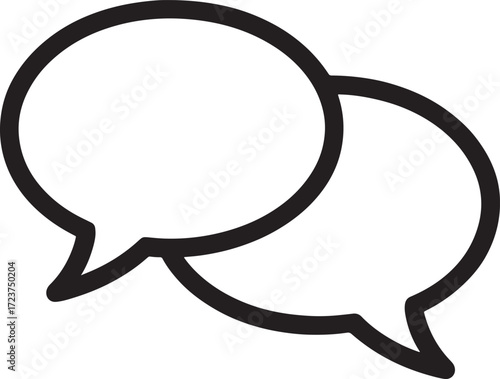 Two overlapping black and white speech bubbles for conversation chat dialogue