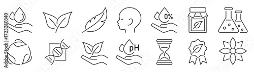 Organic and natural line icon set