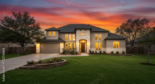 Dallas texas - april 2023: a home at sunset