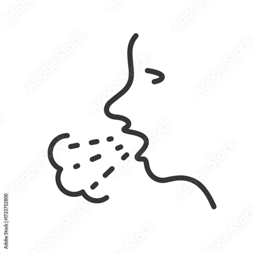 cough icon, sick, bad breath, linear web illustration