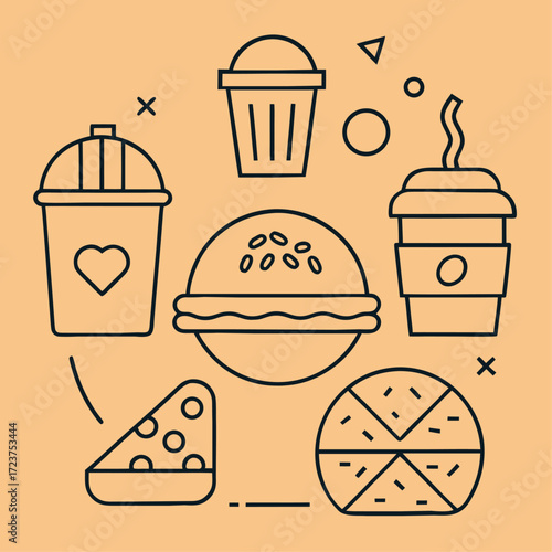 fast food icon set
