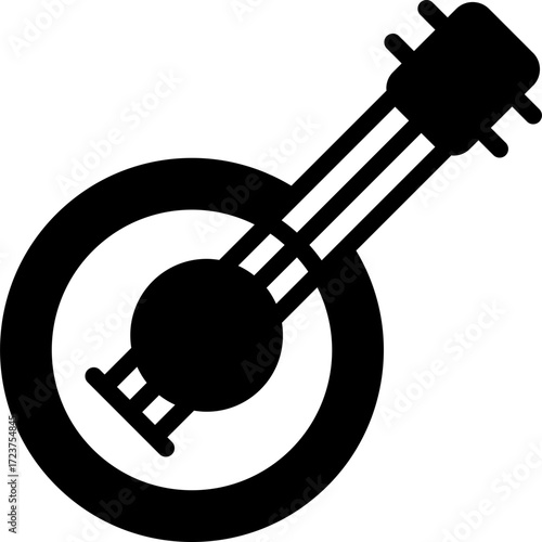 banjo icon illustration design with solid
