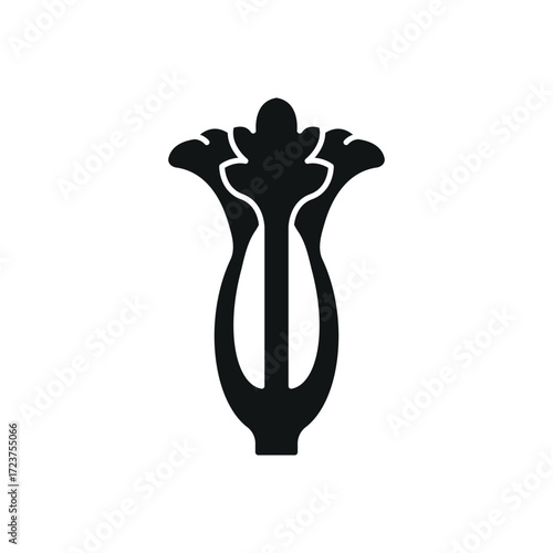 Celery icon in solid glyph representing organic ingredient and healthy diet.