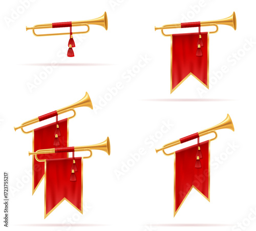 royal king golden horn trumpet cartoon stock vector illustration isolated on white background
