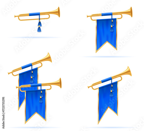 royal king golden horn trumpet cartoon stock vector illustration isolated on white background
