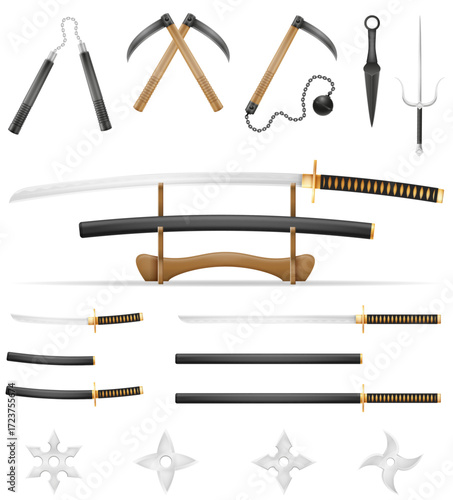 ninja japan weapon warrior assassin cartoon stock vector illustration isolated on white background