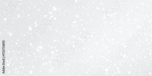 glowing abstract randomized Realistic falling snow with snowflakes and clouds, white snowflakes falling softly, winter season landscape, frosty cold weather, dreamy festive holiday atmosphere.
