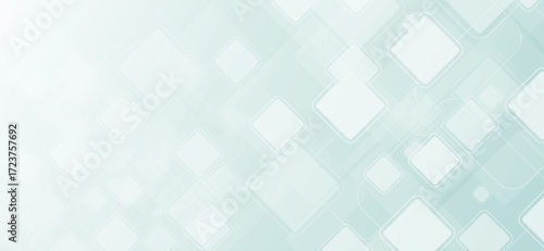 A clean, modern background features scattered white rounded squares and subtle lines against a pale teal backdrop, creating a minimalist, geometric, and visually appealing design