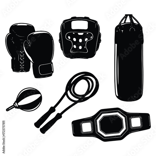 Boxing Equipment Set Punching Bag Gloves Headgear Jump Rope Belt