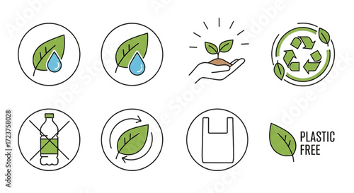 Eco-friendly icons promoting sustainability and recycling for a greener planet.