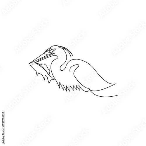 Duck Catch Fish One Line Art