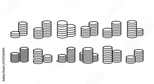 Stacks of hand-drawn coins representing financial growth wealth savings and investment opportunities vector