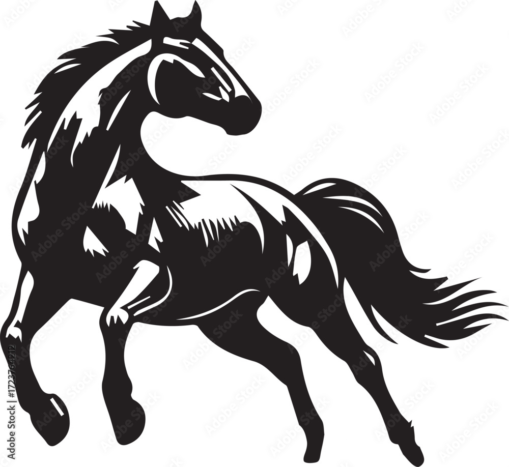 Fototapeta premium American Quarter Horse vector black on white background