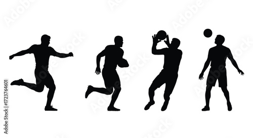 Dynamic sports silhouettes capturing action and athleticism of athletes in motion vector