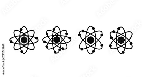 Four abstract atomic orbits representing science technology and innovation isolated on white vector
