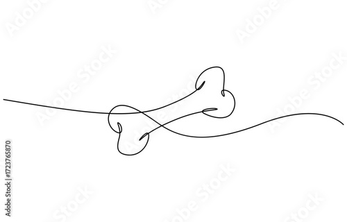 Continuous one line drawing of Bone vector illustration. Editable outline