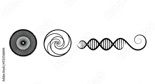 Abstract swirls and dna helix symbols representing science technology and life forms vector