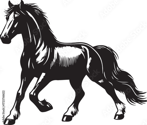  American Quarter Horse vector black on white background